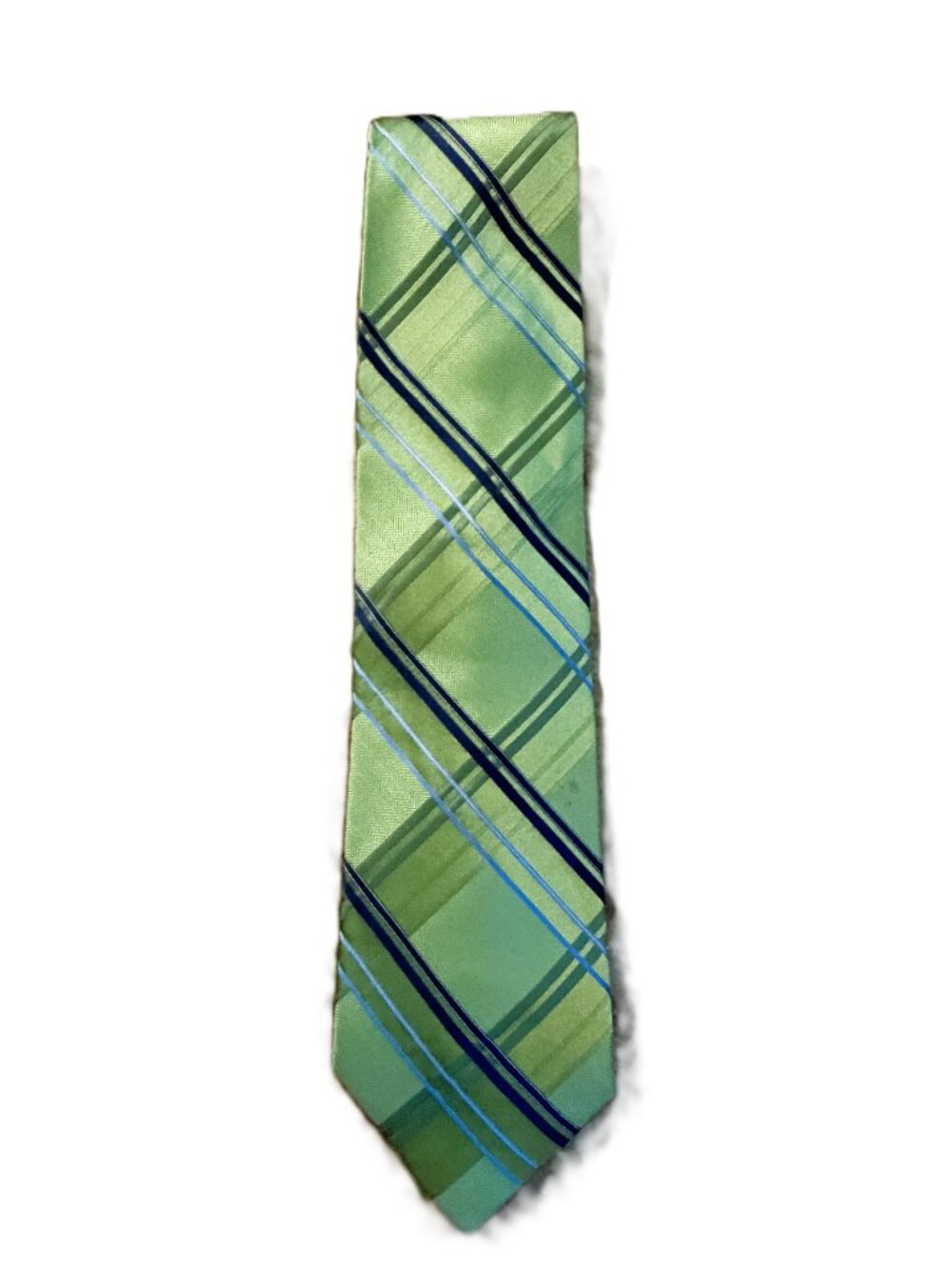 IV Front Silk Tie Lime Green Blue Stripe Necktie